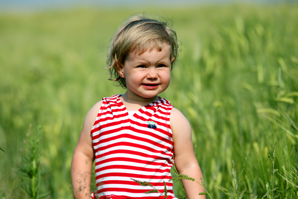 Fotografia dziecka w zbożu wykonana na wsi autorstwa Ani Wilanowskiej. 