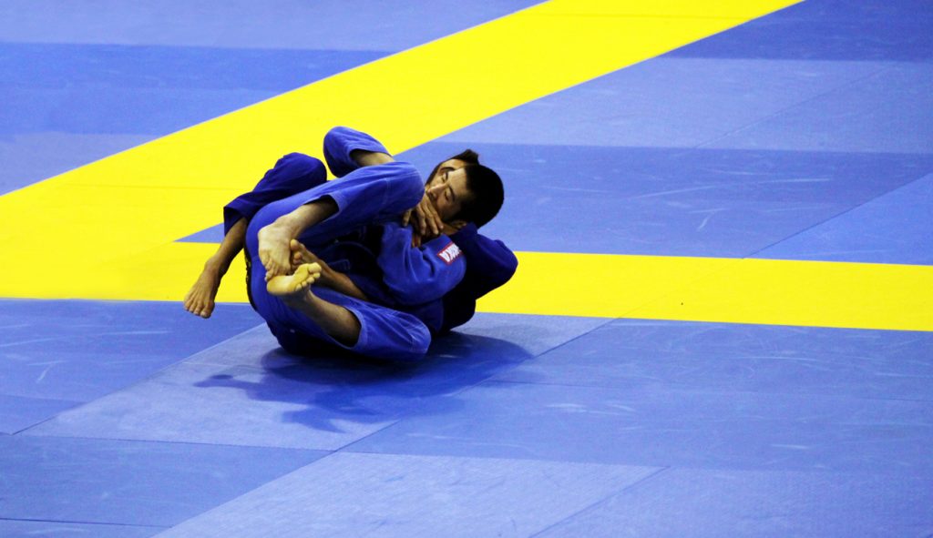 Fotografia sweepa w walce wykonana podczas mistrzostw Europy bjj w Lizbonie w 01.2013 r. Autorstwa Ani Wilanowskiej. Zawodnik: Cobrinha
